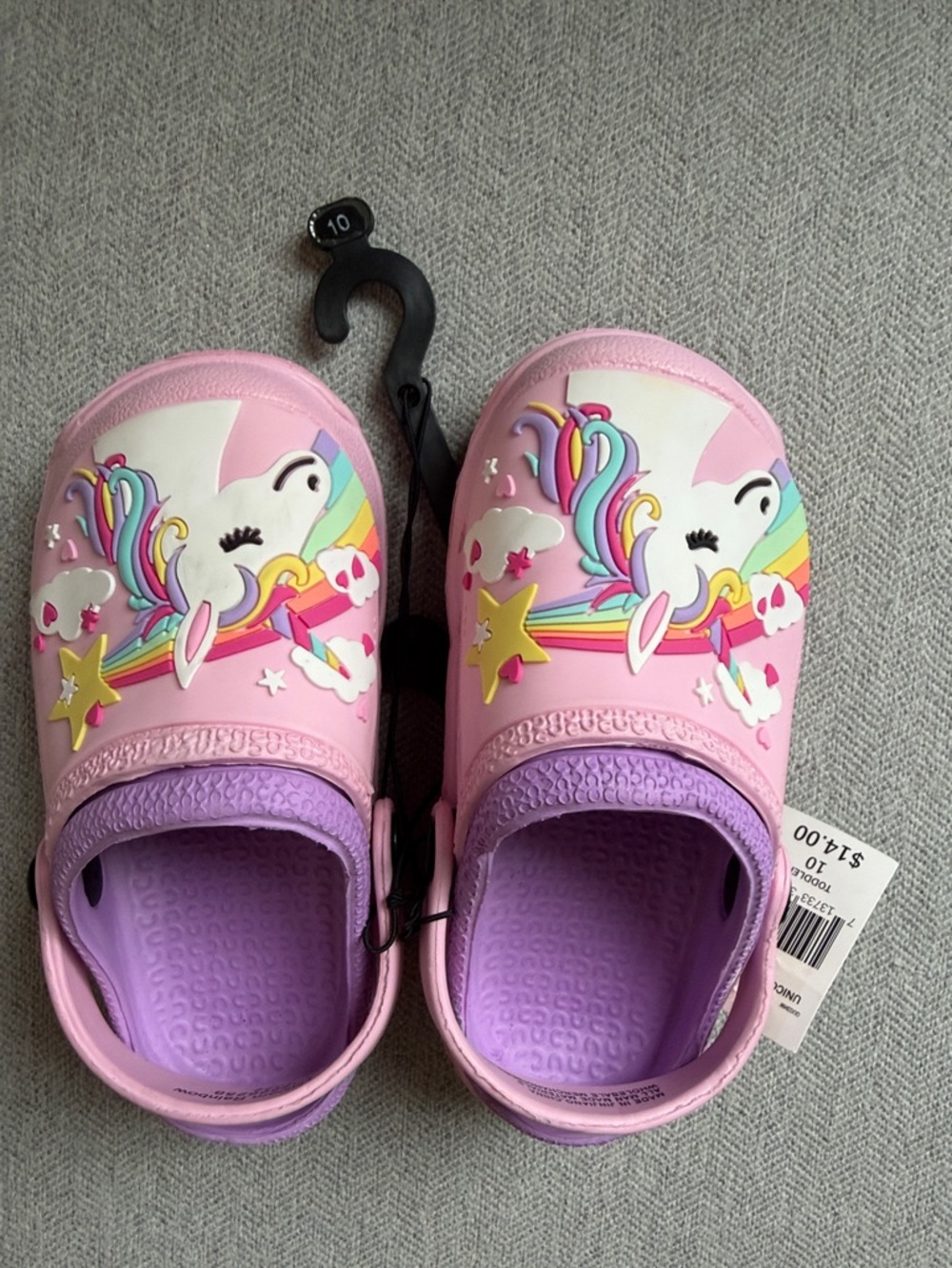 NWT sz 10 Unicorn Rainbow Slip-On Foam Clogs- Pink